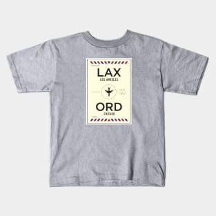 LAX to ORD Airport / Los Angeles to Chicago Kids T-Shirt